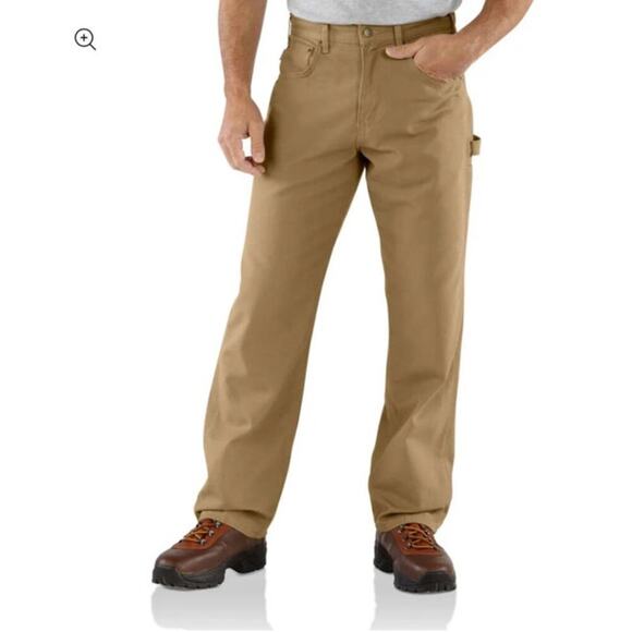 Carhartt Khaki Loose Original Fit Canvas Carpenter Pant, 42x30 - Picture 1 of 11